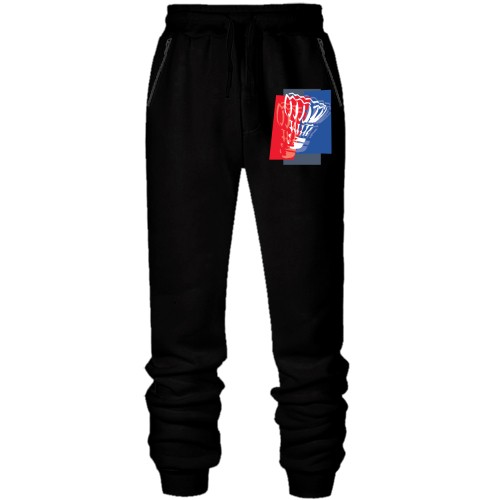 Штани з футера без начісу з абстрактним воланчиком