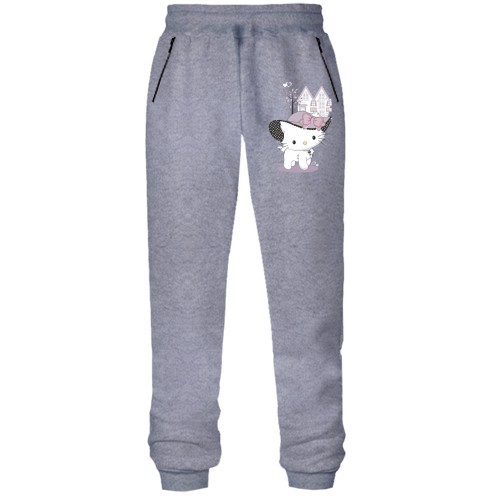 Штаны из футера без начеса hello kitty в шляпе