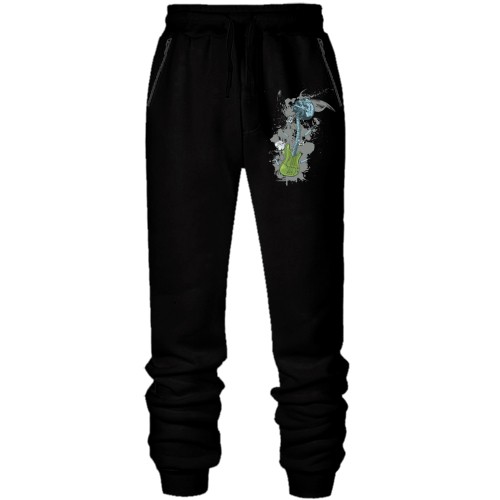 Штани з футера без начісу з черепом і гітарою