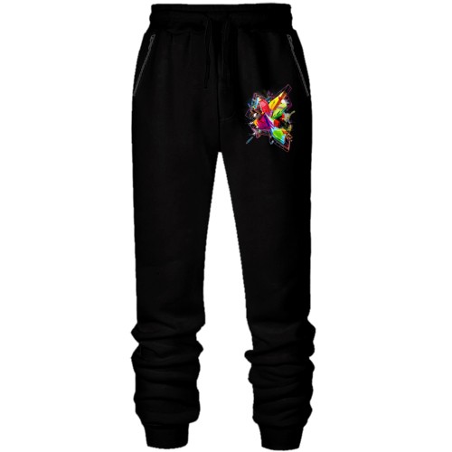 Штани з футера без начісу з кольоровою 3-D абстракцією