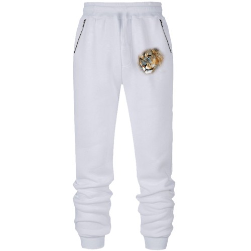 Штаны из футера без начеса с львиной мордой