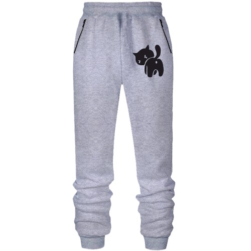 Штани з футера без начісу зі злим котом