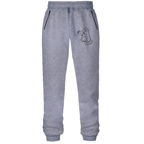 Штаны из футера без начеса с голодным Котом Саймона