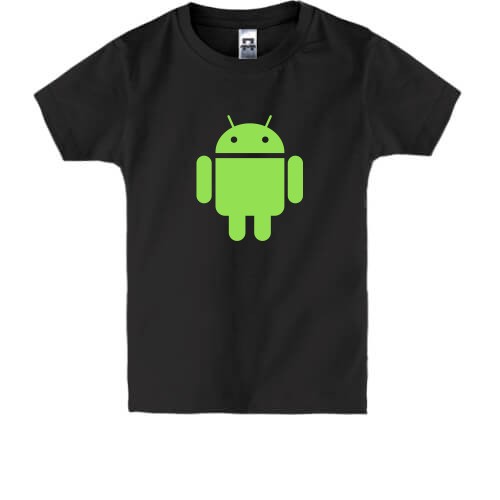 Детская футболка с зеленым роботом Android