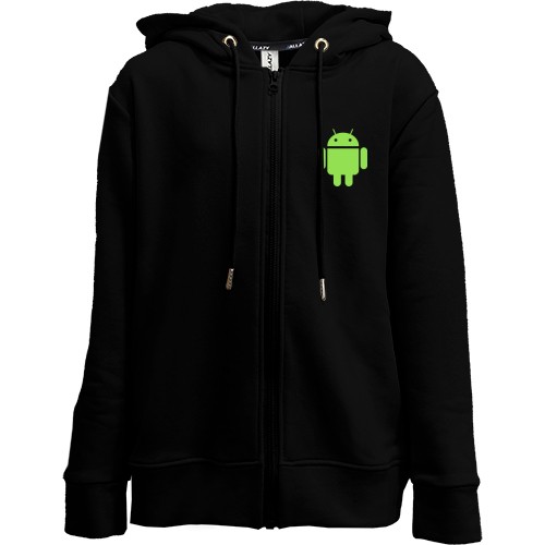 Детская худи на молнии с зеленым роботом Android