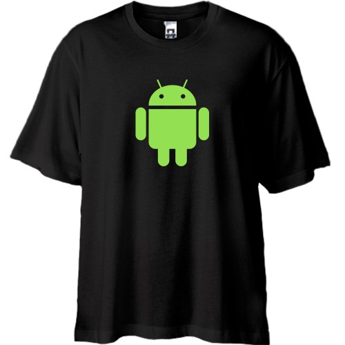 Футболка oversize із зеленим роботом Android