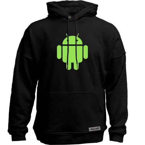 Худи без начеса с зеленым роботом Android