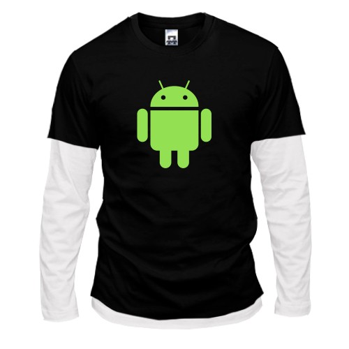 Мужской лонгслив Комби с зеленым роботом Android