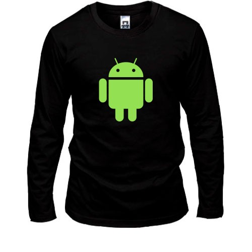 Мужской лонгслив с зеленым роботом Android