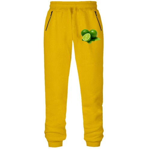 Штаны из футера без начеса с лаймом