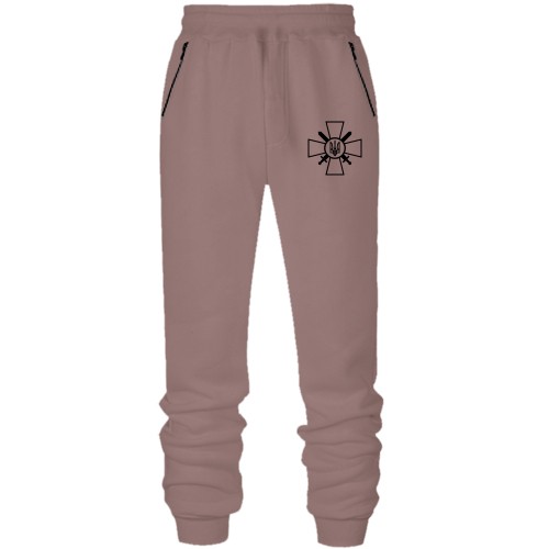 Штани з футера без начісу з емблемою Сухопутних військ України