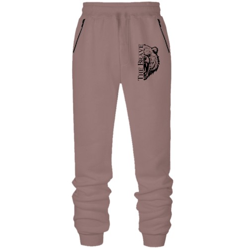 Штаны из футера без начеса с медведем - The Brave