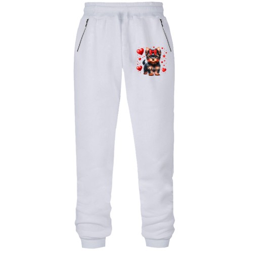 Штаны из футера без начеса Йоркширский терьер с сердечками