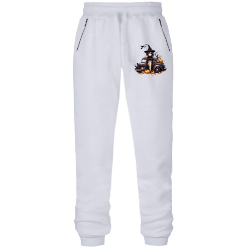 Штаны из футера без начеса Halloween-Ведьма на старой машине