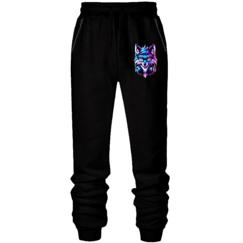 Штани з футера без начісу Лисиця в неонових кольорах