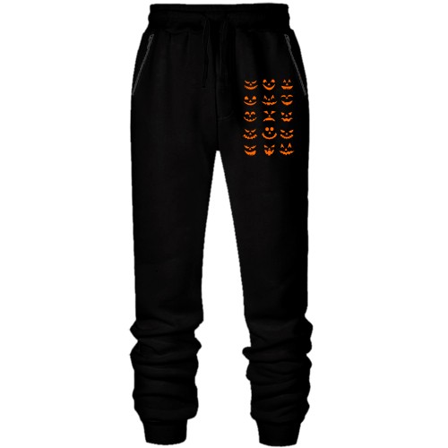 Штани з футера без начісу Смайли гарбуза