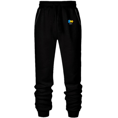 Штани з футера без начісу Жовто-синій пазл Єдність