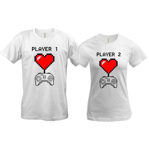 Парные футболки Player 1/ player 2