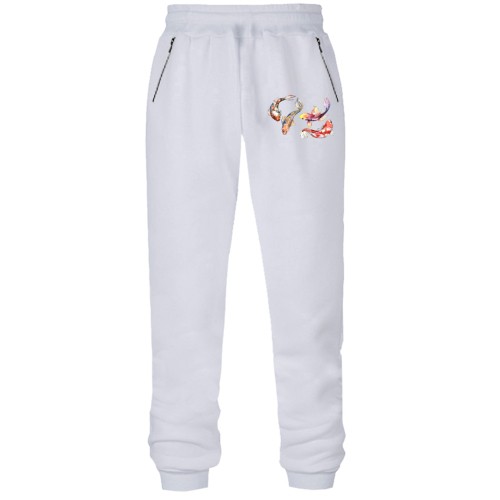 Штаны из футера без начеса с акварельными рыбками