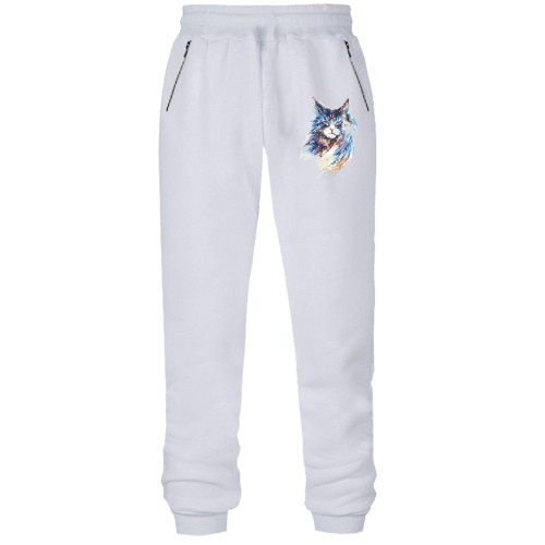 Штани з футера без начісу з котом (стилізований арт)