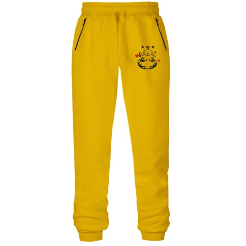 Штаны из футера без начеса Кот с сердечками