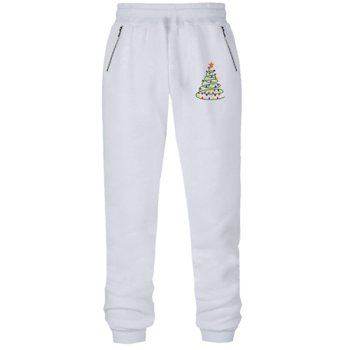 Штаны из футера без начеса Стилизованная Новогодняя елка