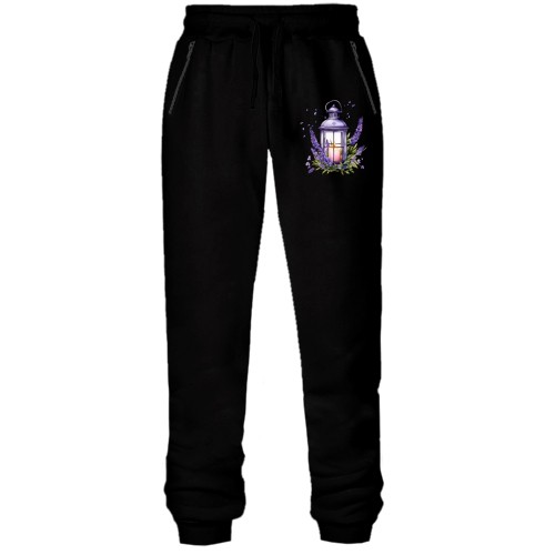 Штани з футера без начісу з лавандовим ліхтарем