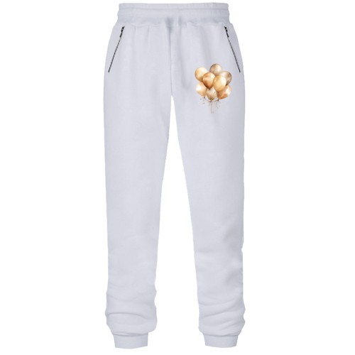 Штаны из футера без начеса с бежевыми надувными шарами