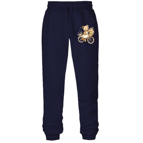 Штани з футера без начісу Плюшевий ведмедик на велосипеді (2)