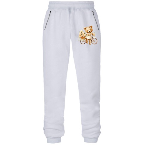 Штаны из футера без начеса Плюшевый мишка на велосипеде