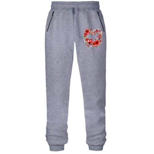 Штани з футера без начісу Серце квітковий вінок (2)