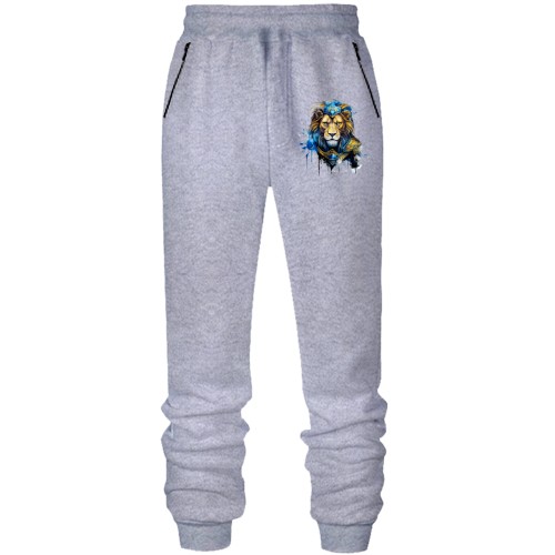 Штани з футера без начісу Лев у жовто-синій збруї (АРТ) 2