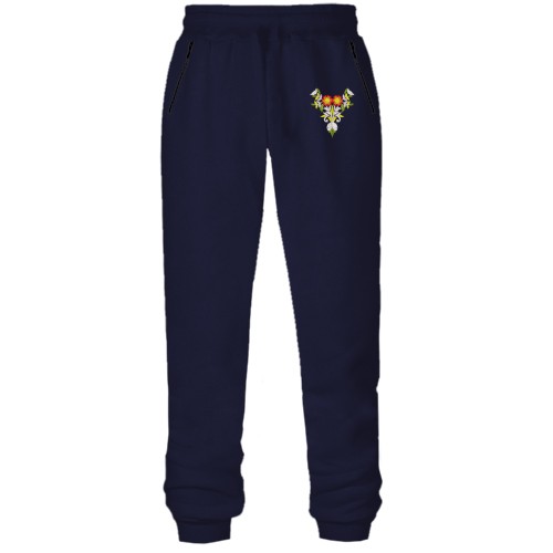 Штани з футера без начісу зі стилізованим букетиком квітів