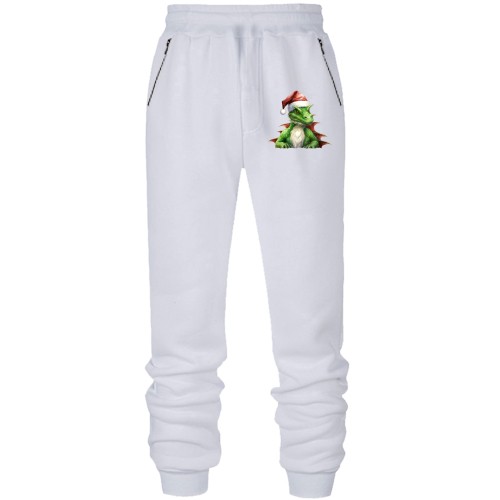 Штани з футера без начісу Дракон у новорічному ковпаку