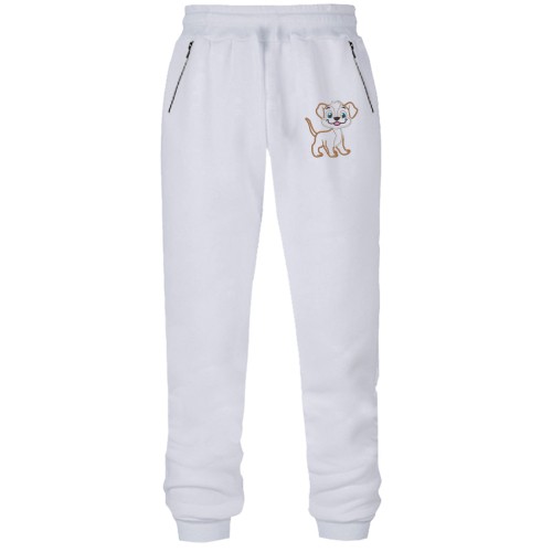 Штани з футера без начісу з вишитим песиком