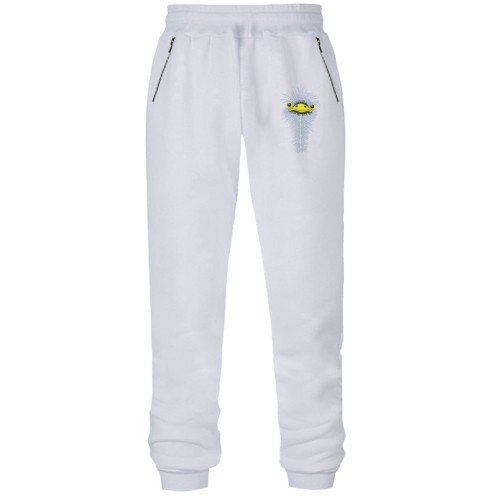 Штаны из футера без начеса с вышитым страусенком