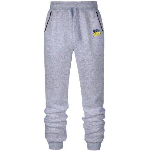 Штани з футера без начісу з прапором у вигляді квітів