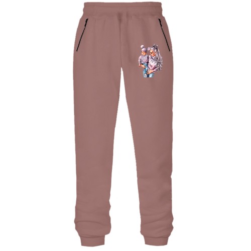 Штани з футера без начісу з мамою та дитиною