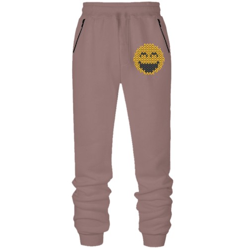 Штани з футера без начісу із в'язаним смайликом