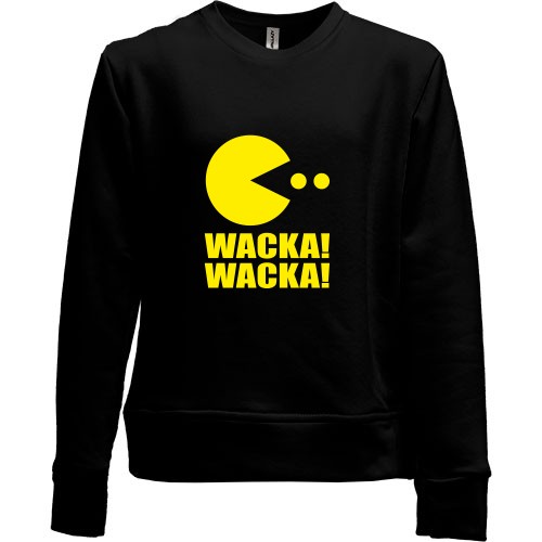 Детский свитшот без начеса с персонажем Пакманом и надписью «WACKA! WACKA!»