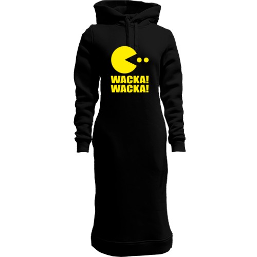 Женская толстовка-платье с персонажем Пакманом и надписью «WACKA! WACKA!»