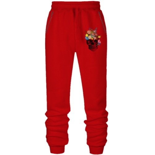 Штани з футера без начісу з черепом та квітами