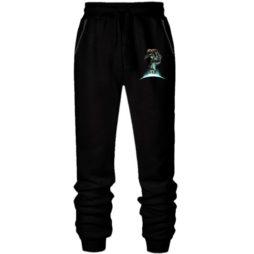 Штани з футера без начісу з астронавтом на скейті