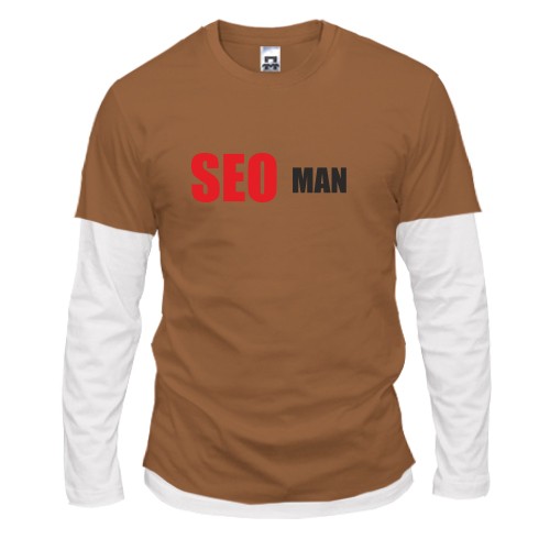 Чоловічий лонгслів Комбі з написом «SEO MAN»