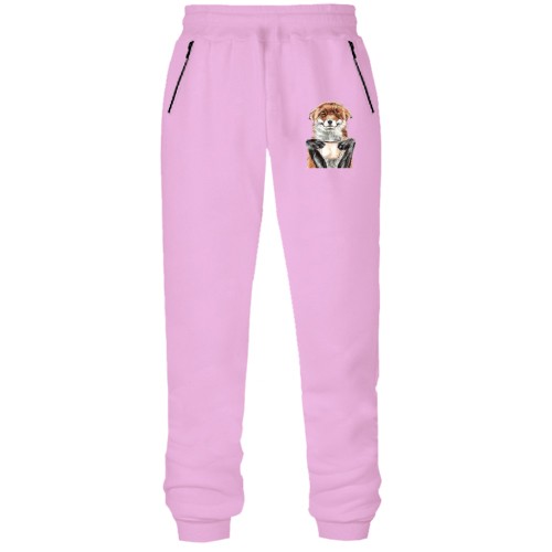 Штани з футера без начісу із задоволеною лисицею