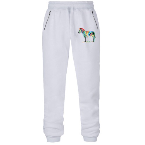 Штани з футера без начісу з розфарбованою зеброю