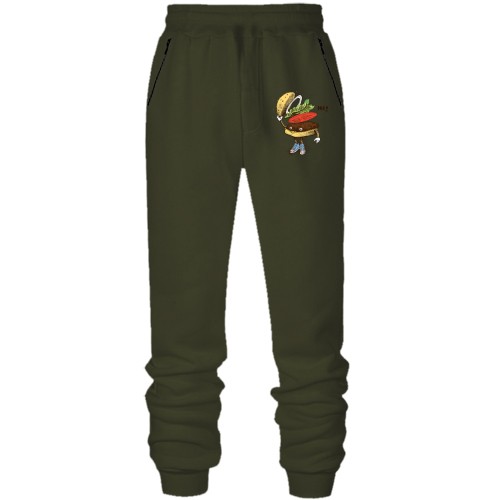 Штани з футера без начісу з гамбургером 