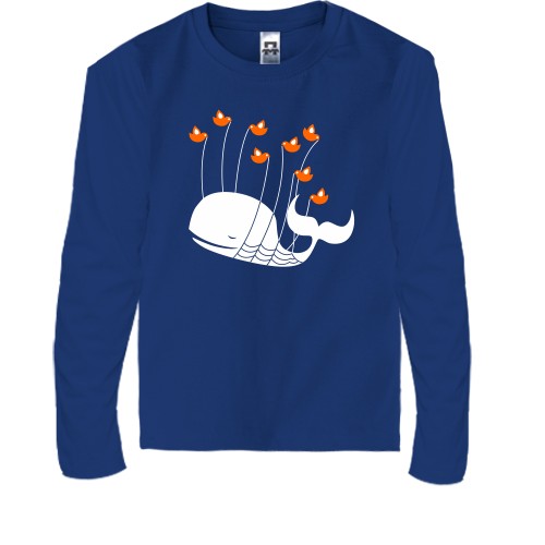 Детский лонгслив с китом и птичками Fail Whale из Twitter