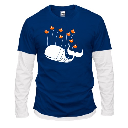 Чоловічий лонгслів Комбі із китом та пташками Fail Whale з Twitter
