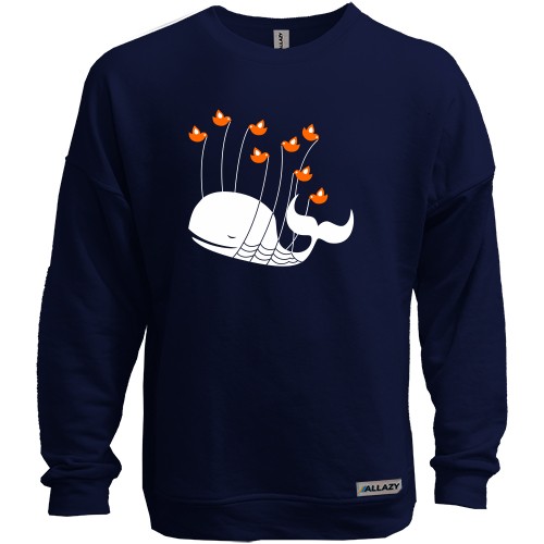 Свитшот без начеса с китом и птичками Fail Whale из Twitter